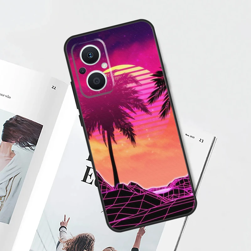 Funda Retrowave de palmas de neón de los años 80 para OPPO Find X9 X5 X6 X8 Pro OPPO Reno 14 13 12 11 10 Pro 14F 13F 12F 7 8 Lite - imagen 4