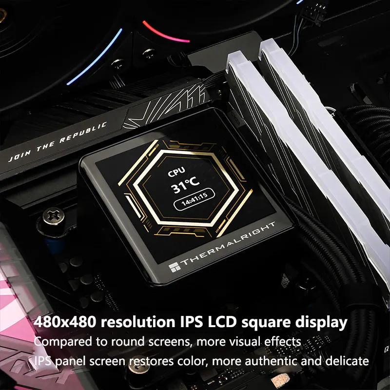 Thermalright-Radiador de agua fría One -in -one Frozen Vision 240, pantalla LCD 2,88, compatible con imagen personalizada, vídeo y animación - imagen 5