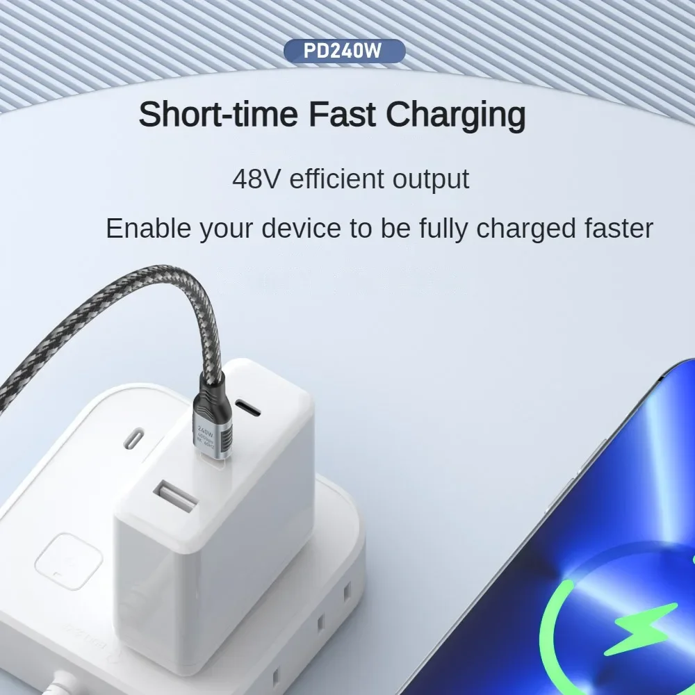 Cable de carga rápida USB4 40gbps USB C Thunderbolt 3, línea de datos PD3.1, 240W, 5A, pantalla de 8K60Hz para dispositivos de acoplamiento de ordenadores portátiles tipo C - imagen 4