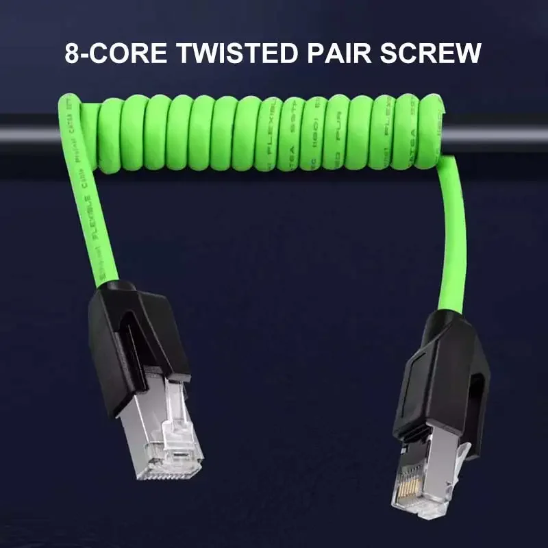 Cable de red Kilomega RJ45 de 8 pines, resorte de 1 metro con Cable Ethernet blindado, cámara Cat6a Rj45, línea PUR industrial de 8 núcleos, 3M, 5M - imagen 3