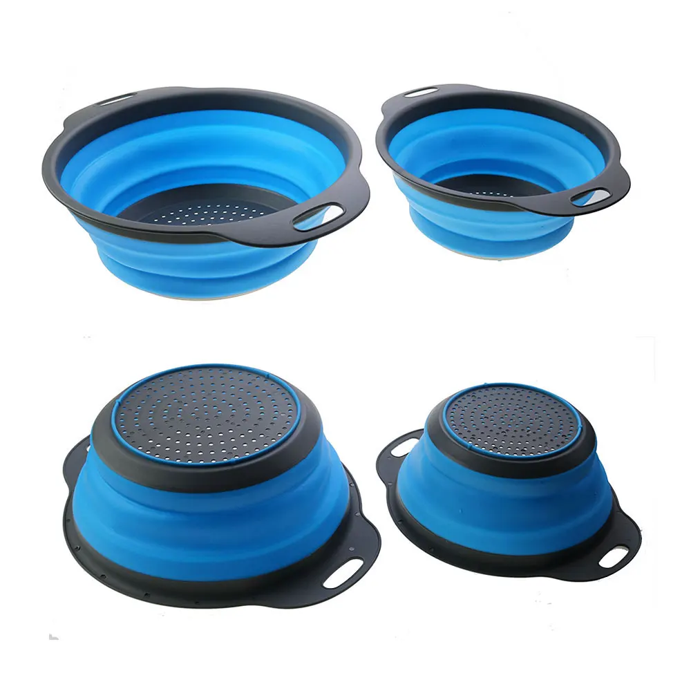 JCD cesta de lavado de frutas y verduras colador plegable colador de silicona plato escurridor plegable filtro herramienta de almacenamiento de cocina - imagen 5