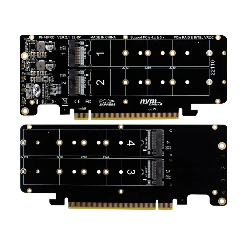 Adaptador PCIe x16 4.0 para SSD NVMe M.2 RAID cuatro puertos - imagen 3