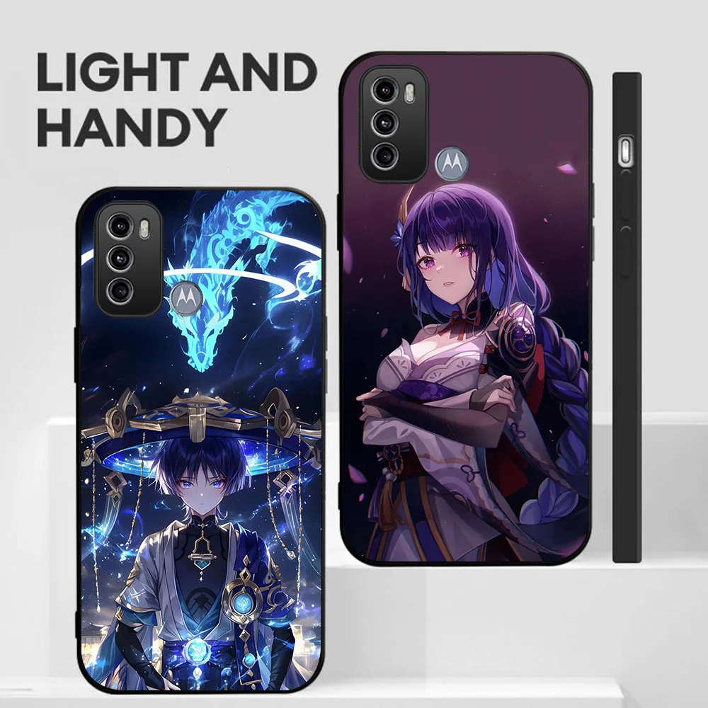 BD-28 Genshin funda negra para Moto G60 G60S G51 G30 G40 Fusion G71 G52 E32 G42 G41 - imagen 3