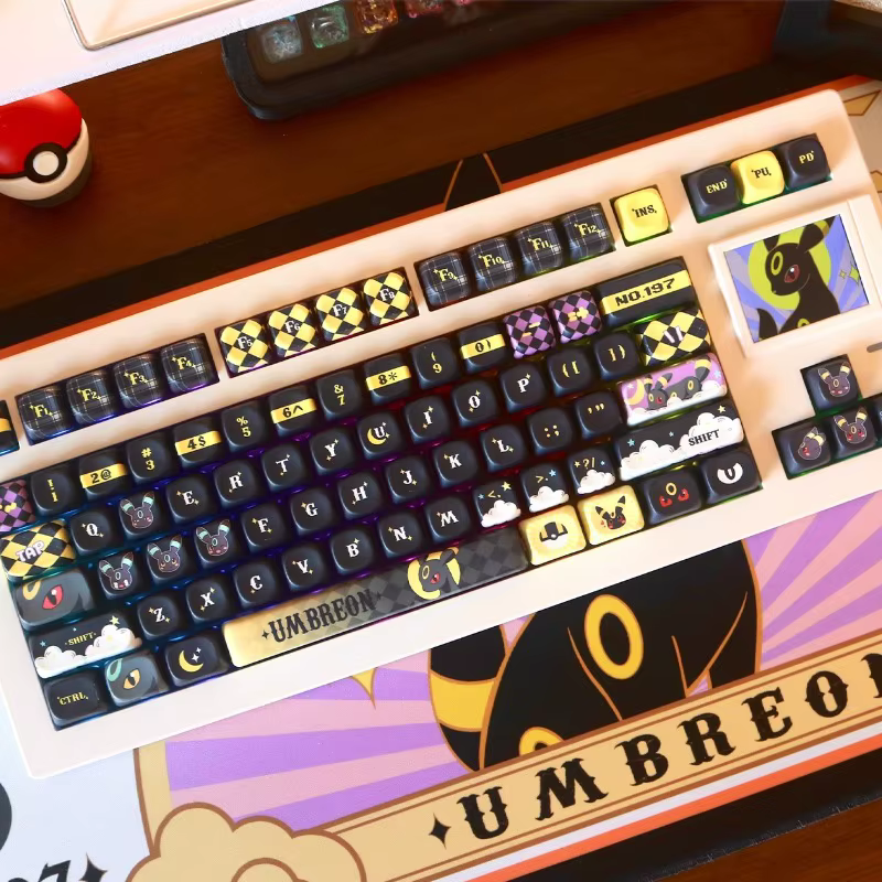 Juego de teclas con tema Moon Eevee, tapa de teclado con perfil MOA de sublimación PBT Original personalizada para accesorios de teclado mecánico - imagen 5