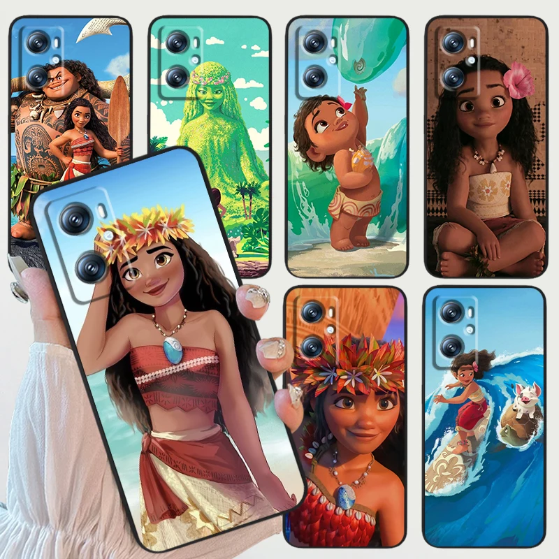 Película Disney Moana Ocean para OPPO Find X5 X3 X6 A54S A5 A94 A16 A53S A57 A74 A72 A98 A78 A96 A9 5G, funda suave negra para teléfono