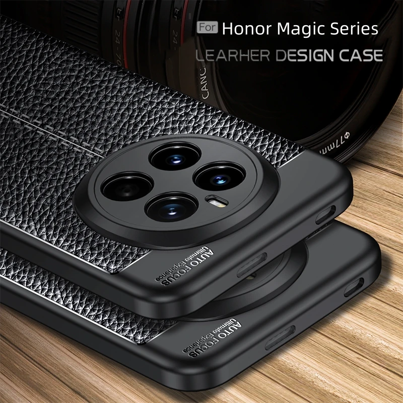 Para Honor Magic 7 Pro 5G funda protectora de lente a prueba de golpes suave TPU Fundas de cuero Huawei Honor Magic7 Magic 7 6 5 Pro Lite - imagen 2