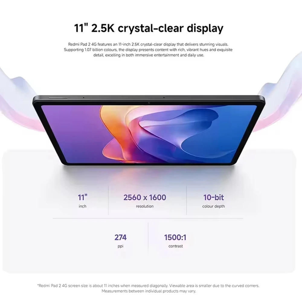 Xiaomi Redmi Pad 2 Tablet Wi-Fi, MediaTek Helio G100-Ultra, 11 "2.5K Pantalla cristalina , 90Hz, 8 MP Cámara, 9000 mAh Batería, Sin Cargador - imagen 3