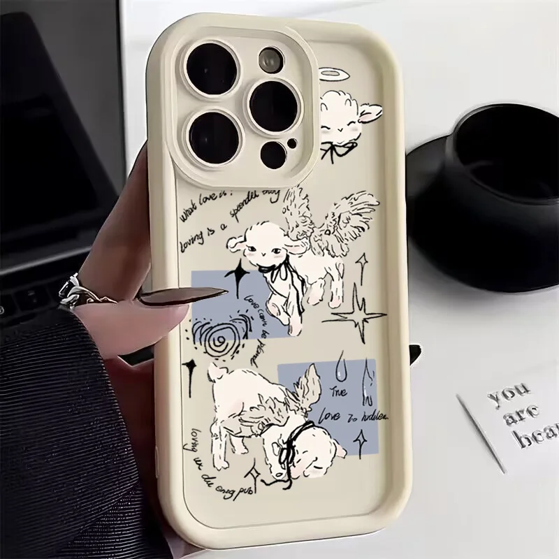 Funda de teléfono de silicona Angel Sheep para Xiaomi Redmi Note 14 13 12 Pro Plus 12S 12 11S 11 10S Redmi 13C cubierta suave de caramelo a prueba de golpes