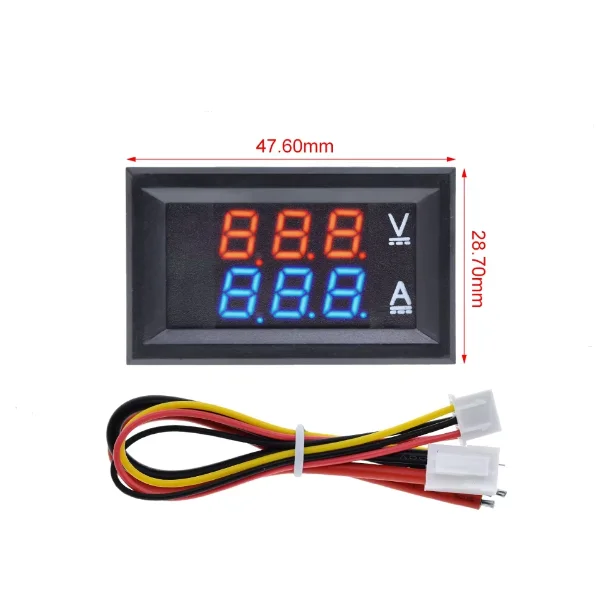 0,28 pulgadas LED DC DC0-100V 1A 10A 50A 100A pantalla de doble dígito medidor de corriente y voltaje digital rojo y azul - imagen 3