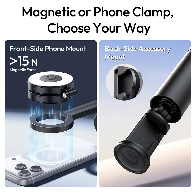 Ulanzi SK26 trípode portátil para Selfie Stick trípode magnético para teléfono soporte para Iphone 17 16 Android 10M Control remoto 200 °   Ajustable - imagen 3