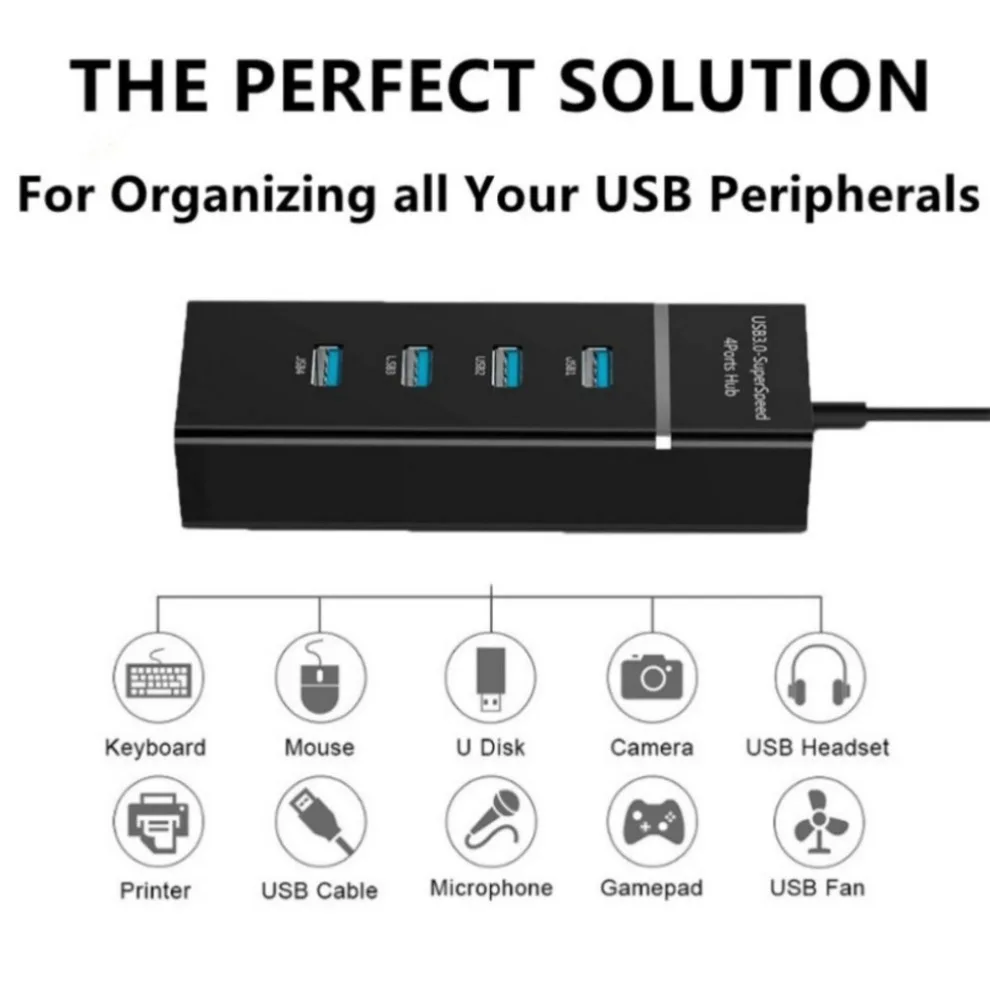 Concentrador de red de 4 puertos USB 3,0, expansor divisor multipuerto de alta velocidad para PC, Accesorios de ordenador, 4 en 1, USB3.0 2,0 - imagen 3