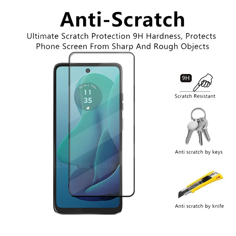 Protector de pantalla 6 en 1 para Moto G 2024, cristal templado 9H, pegamento de cubierta completa, para Motorola Moto G 2024 - imagen 4
