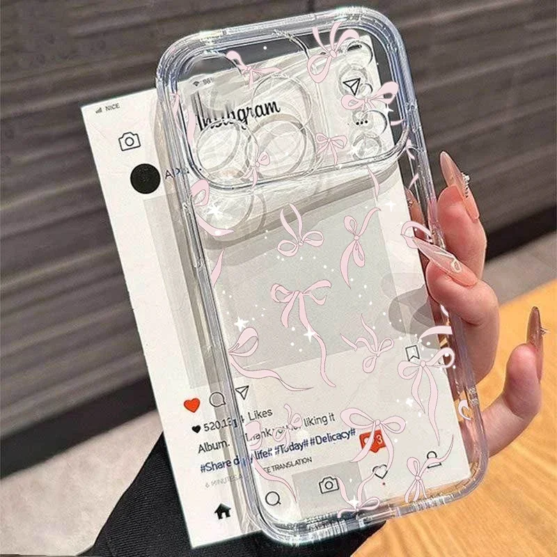 Funda con lazo rosa y estrella bonita de Corea para Samsung Galaxy S25 Ultra S24 S22 S23 Plus Note 20 Ultra 5G S21 S20 S25 FE, carcasa transparente para teléfono - imagen 3