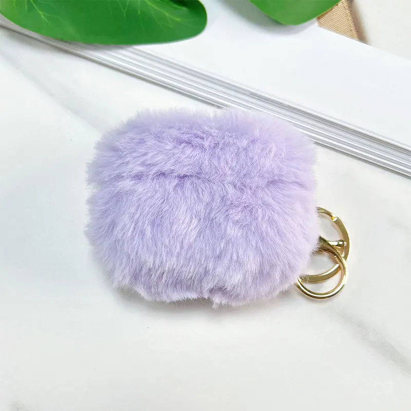 Funda bonita y esponjosa para auriculares de invierno para Apple Airpods 1 2 Pro, funda bonita a la moda para auriculares, fundas de piel para Airpods 3, caja de carga