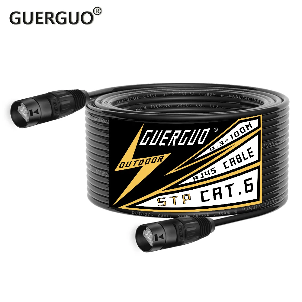 Cable blindado de extensión Ethernet de escenario Cat5/CAT6, 0,3 M-100M, Cable STP/SFTP de red LAN para exteriores e interiores con enchufe RJ45 de aleación de Zinc