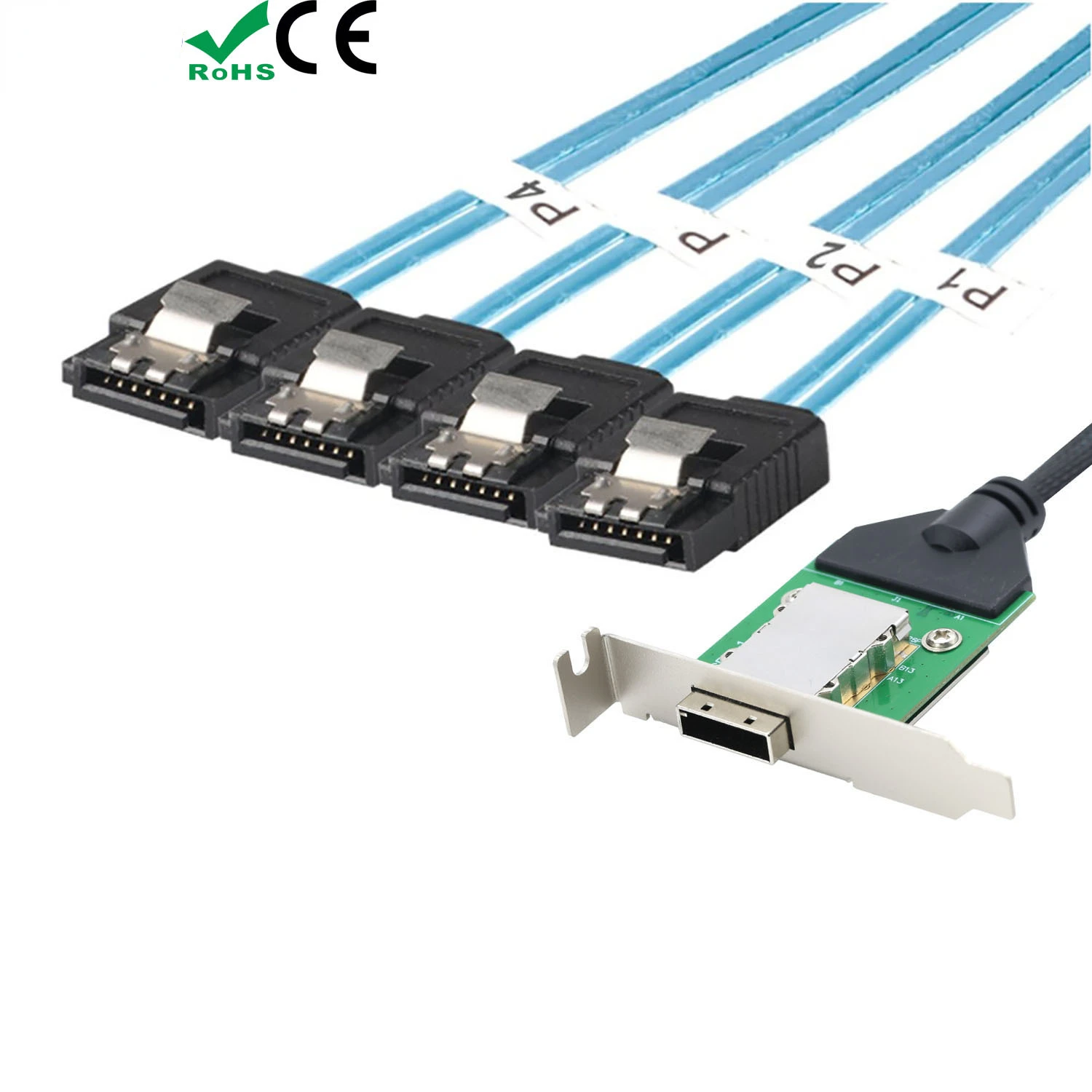 Mini SAS 26Pin SFF-8088 hembra a 4 SATA 7Pin hembra Cable objetivo/Cable de conexión de plano posterior