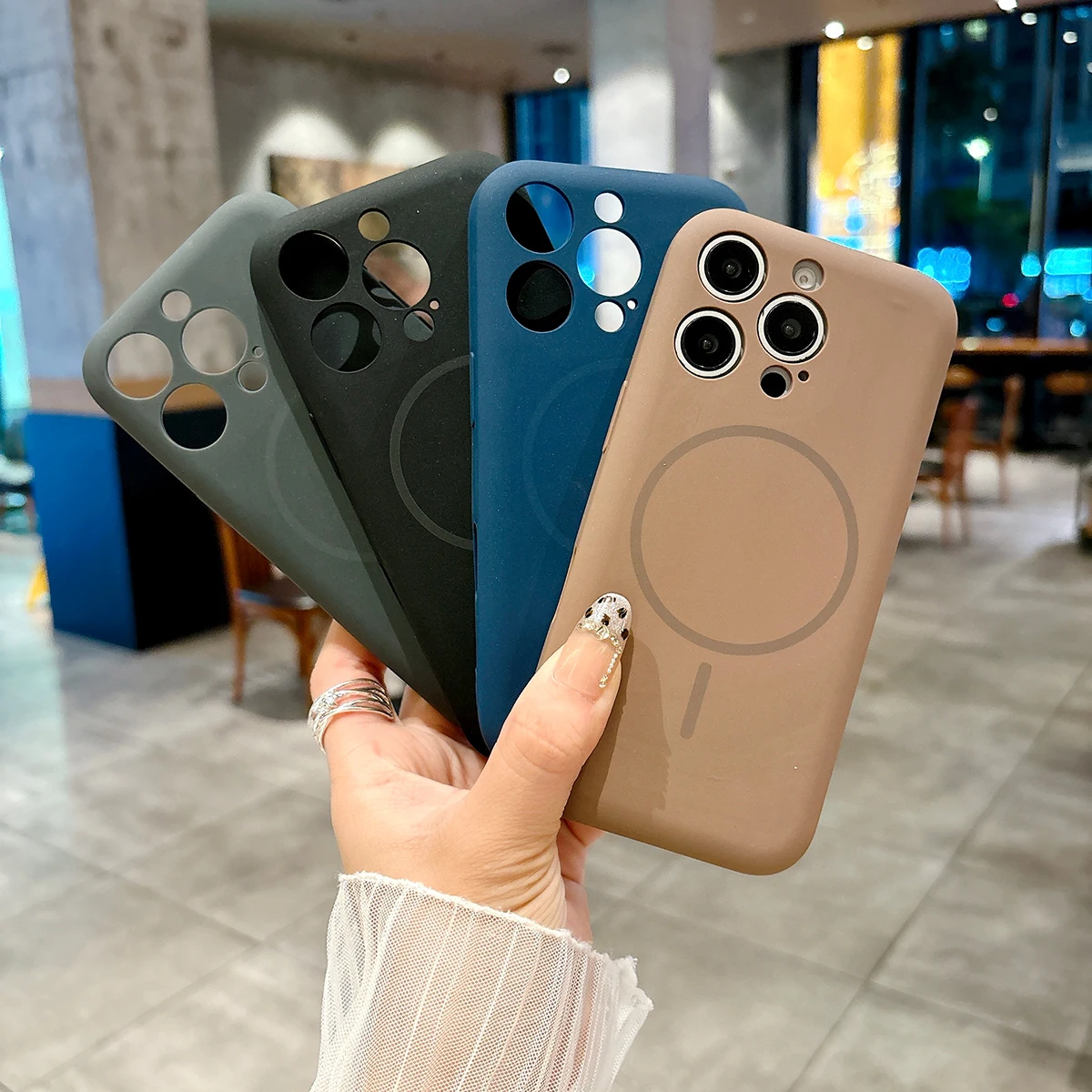 Funda magnética para iPhone 16, 15, 14, 13, 12 Pro Max Plus, Funda magnética de silicona líquida para cámara completa Mag-safe, suave y mate - imagen 5