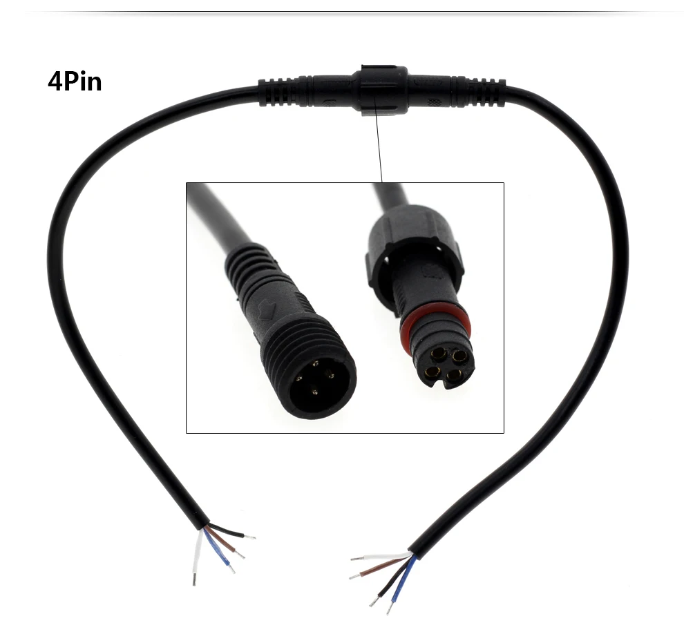 5/10 pares de conector CC Cable impermeable 2 pines/3 pines/4 pines conector macho hembra Cable impermeable para tira de proyecto LED CCTV - imagen 5