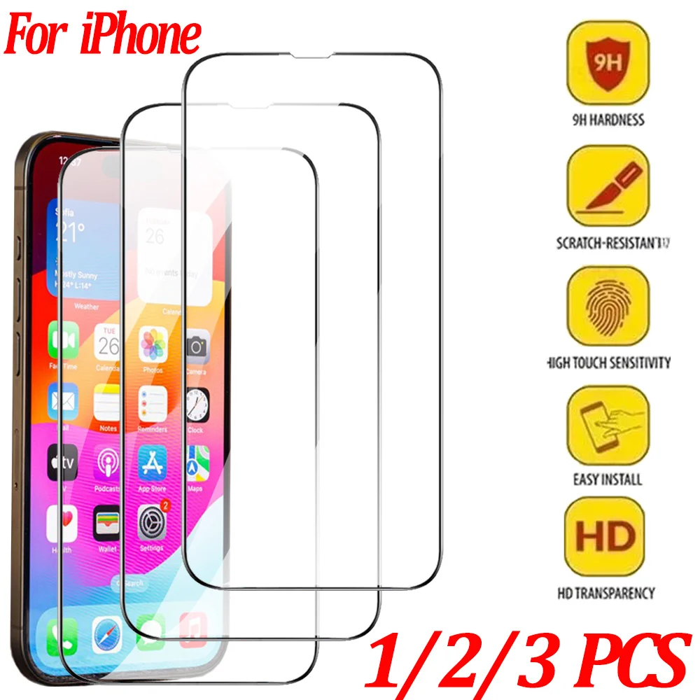 Tempered Glass For iPhone 17 16e 13 14 15 16 Pro Max Screen Protector Film iPhone 11 12 13 Mini Pelicula iPhone 16 Pro Max Glass - imagen 2