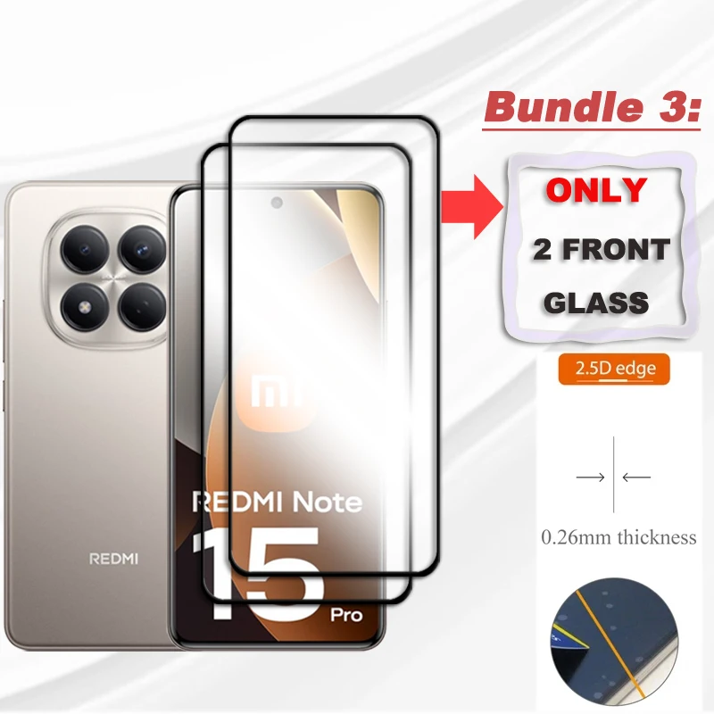 Para Xiaomi Redmi Note 15 Pro 4G Protector de pantalla de vidrio para Redmi Note 15 Pro 4G película protectora de borde negro Protector de lente de cámara - imagen 4
