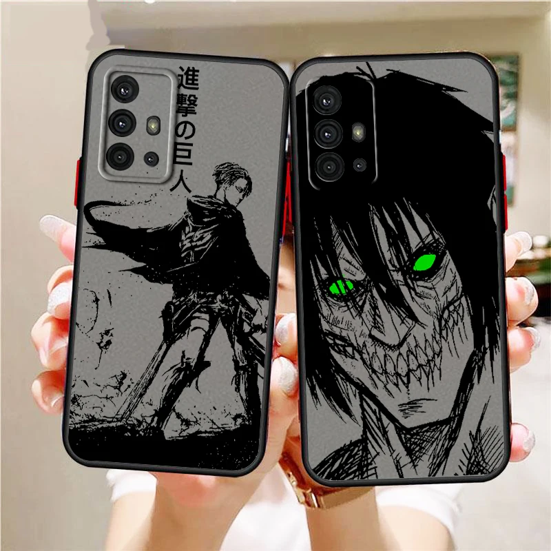 Attack On Titan Cool Comic Art translúcido esmerilado para Samsung Note 20, A35, A03, A54, A31, A22, A34, A14, A24, A04, A55, 5G suave