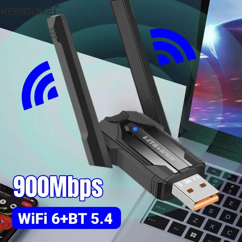 Adaptador USB WiFi de 900Mbps 2 en 1 Bluetooth 5,4 Wifi 6 tarjeta de red 2,4G 5GHz receptor inalámbrico para ordenador portátil Win10 11 controlador gratis