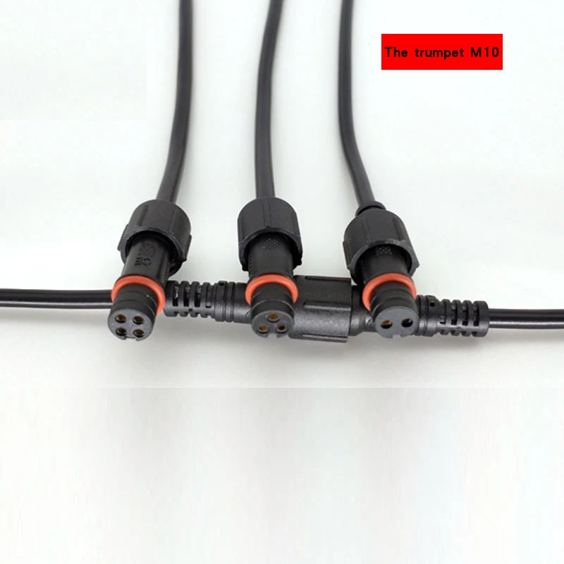 Conector a tope M10 de 2 pines, 3 pines, 4 pines, 220V, Cable de extensión LED impermeable para exteriores, Cable conector macho y hembra de 1 par - imagen 2