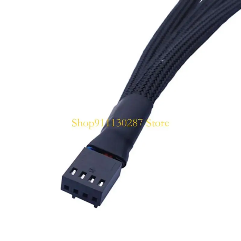 J1HC 27cm divisor ventilador PWM 4 vías manga negra 4 pines 4 pines 4 pines Cable extensión del ventilador - imagen 2