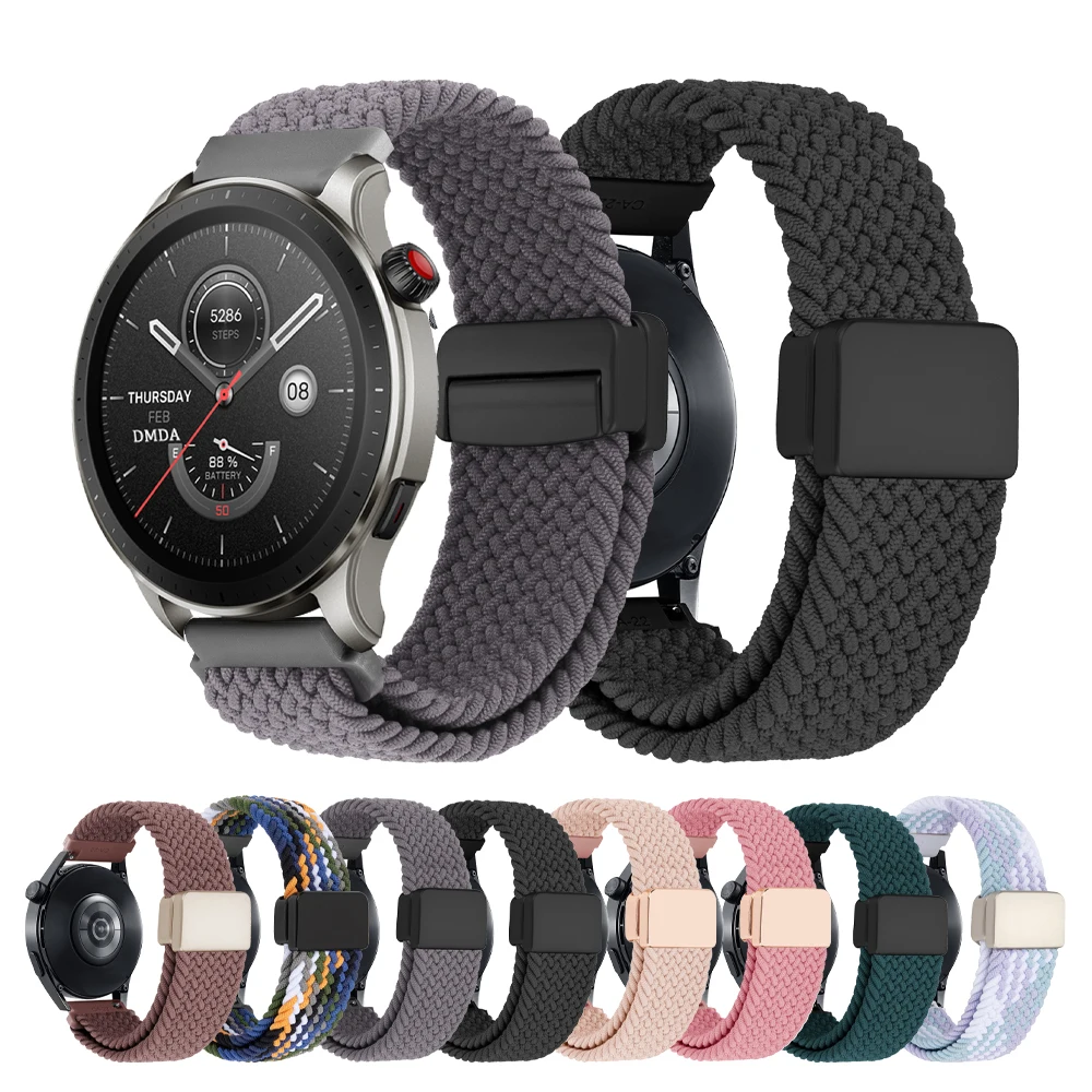 Correa de nailon trenzado elástico de 20mm y 22mm para Amazfit GTR 4 3 Pro, pulsera de repuesto para Amazfit GTS 4 2 mini/Bip 5 4 Correa
