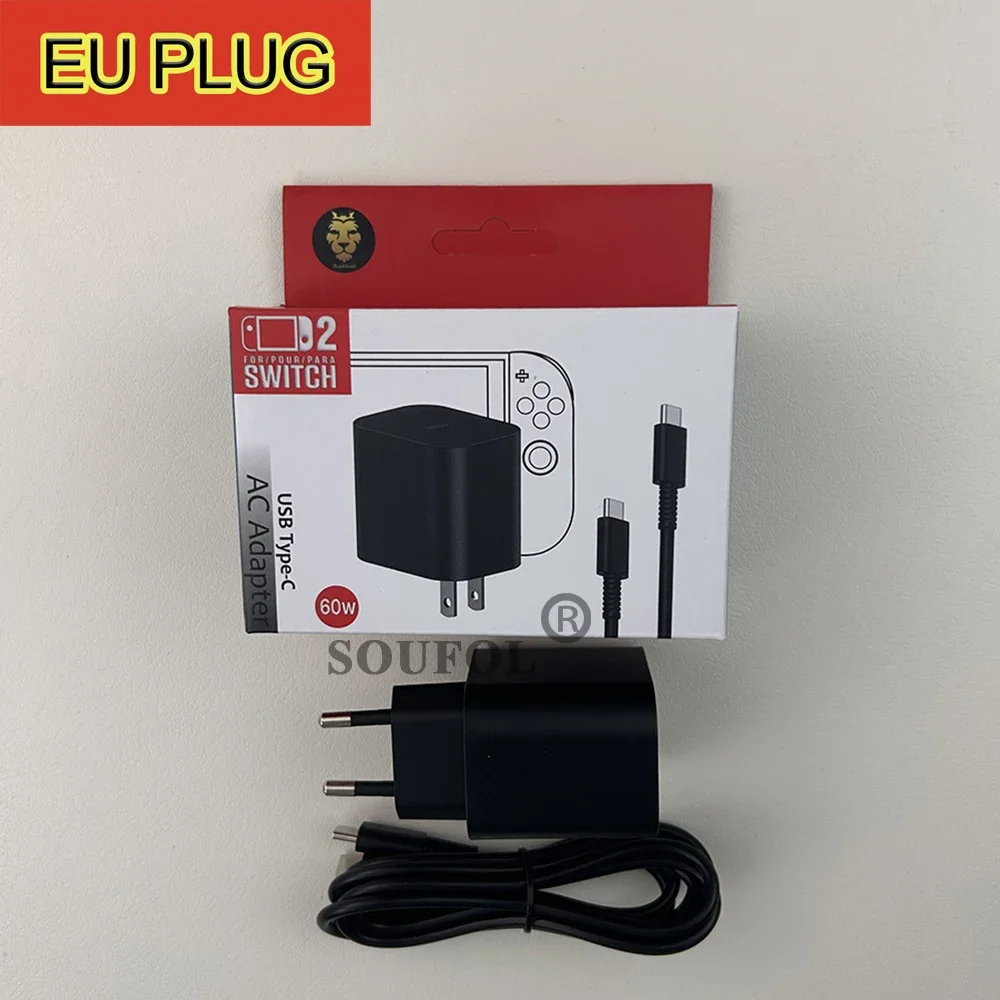 Cargador rápido de 60W para consola de juegos Switch, enchufes estándar, accesorios de fuente de alimentación para enchufe de EE. UU./UE - imagen 3