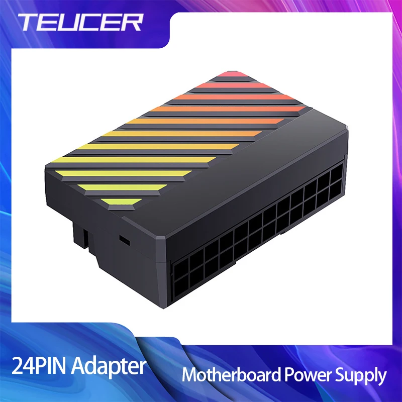 Adaptador ATX TEUCER ARGB de 24 pines 90 °   Adaptador convertidor de 24 pines adecuado para fuente de alimentación de placa base 24PlN
