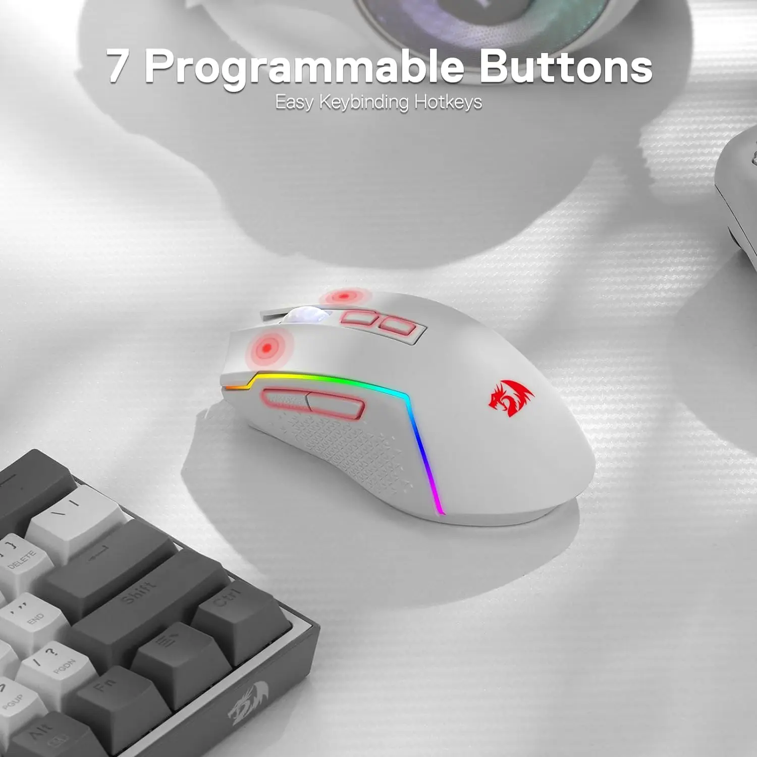 Redragon M693 inalámbrico/con cable BT y 2,4G Bluetooth Gaming ratón de 8000 DPI conexión de 3 modos retroiluminación RGB para PC/Mac/portátil - imagen 5