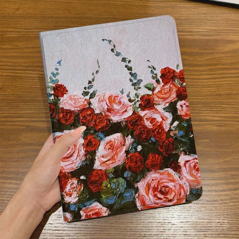 Diseño artístico de flores rosas para Huawei MediaPad MatePad Air M6 M5 M2 T10s T5 C5e 10 11 12X10,8 SE Pro funda para tableta - imagen 3