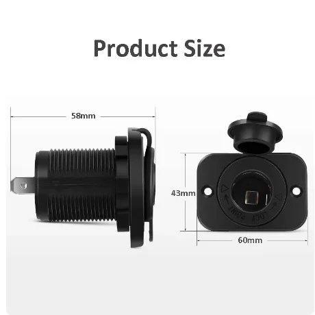 Enchufe de encendedor de cigarrillos montado en coche, 12V/24V, adecuado para montar en coche, motocicleta, camión, ATV, RV, toma de corriente - imagen 3