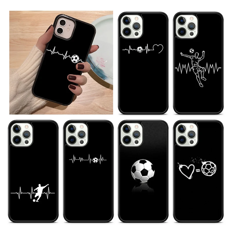 Funda de teléfono con latido del corazón de fútbol para iPhone 17 Air 15 16 14 11 12 13 Pro MAX Plus Coque