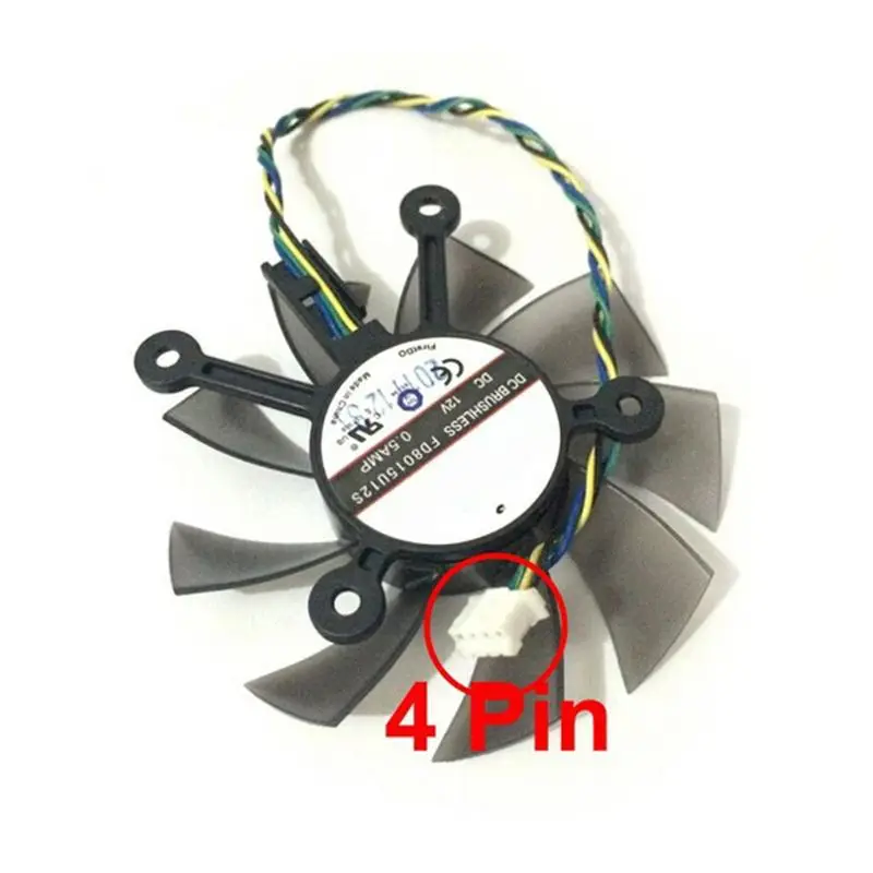 Ventilador enfriador de 75MM FD8015U12S DC12V 0.5AMP 4PIN para ASUS GTX 560 GTX550Ti HD7850, ventiladores de refrigeración de tarjetas de vídeo gráficas - imagen 5