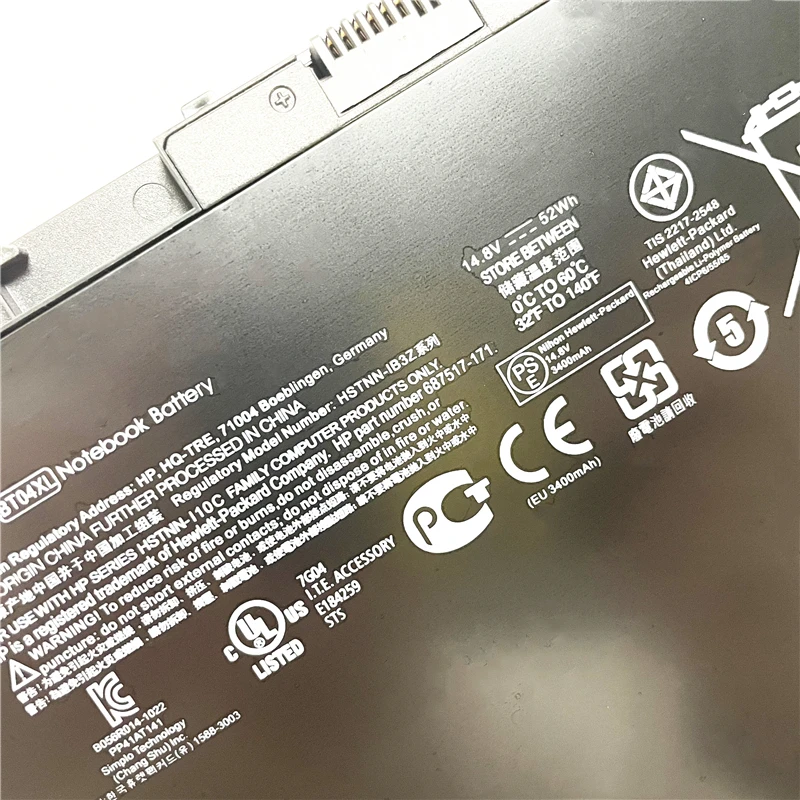 CSMHY-Batería de portátil BT04XL, 52WH, para HP Elitebook Folio, 9470M, 9480M, 687945-001, recargable, BT04052XL-PL, Li-ion - imagen 3