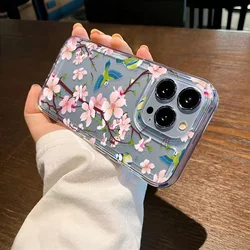 Funda iPhone Transparente Antigolpes – Diseño Pájaro Floral Rosa