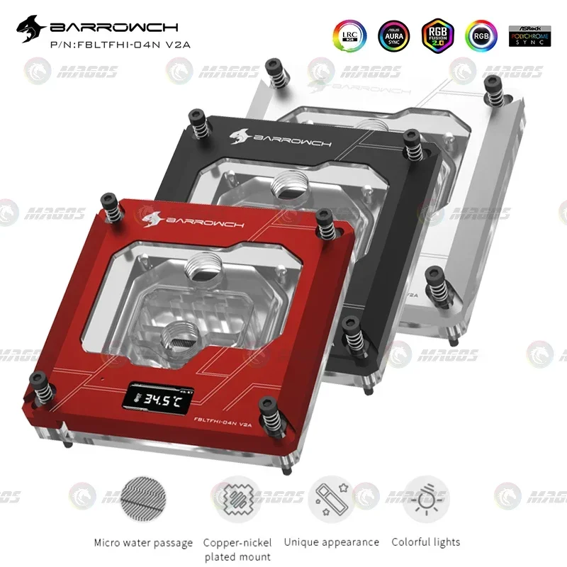 Barrowch CPU bloque de agua pantalla Digital TFT para INTEL 1700 115X X99 X299 soporte Mohterboard AURA 5V 3Pin SYNC FBLTFHI-04N V2A