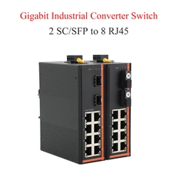 Convertidor de medios industrial fibra monomodo SC y Gigabit SFP