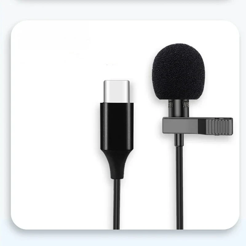 Mini micrófono Lavalier portátil de 1,5 m, micrófono de solapa con Clip, micrófono tipo C con cable de 3,5mm para teléfono, ordenador portátil y PC