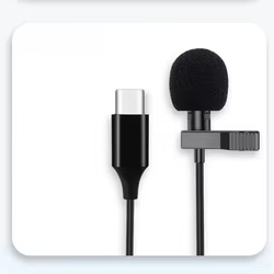 Micrófono Lavalier Tipo C con Clip y Cable para Teléfono, PC