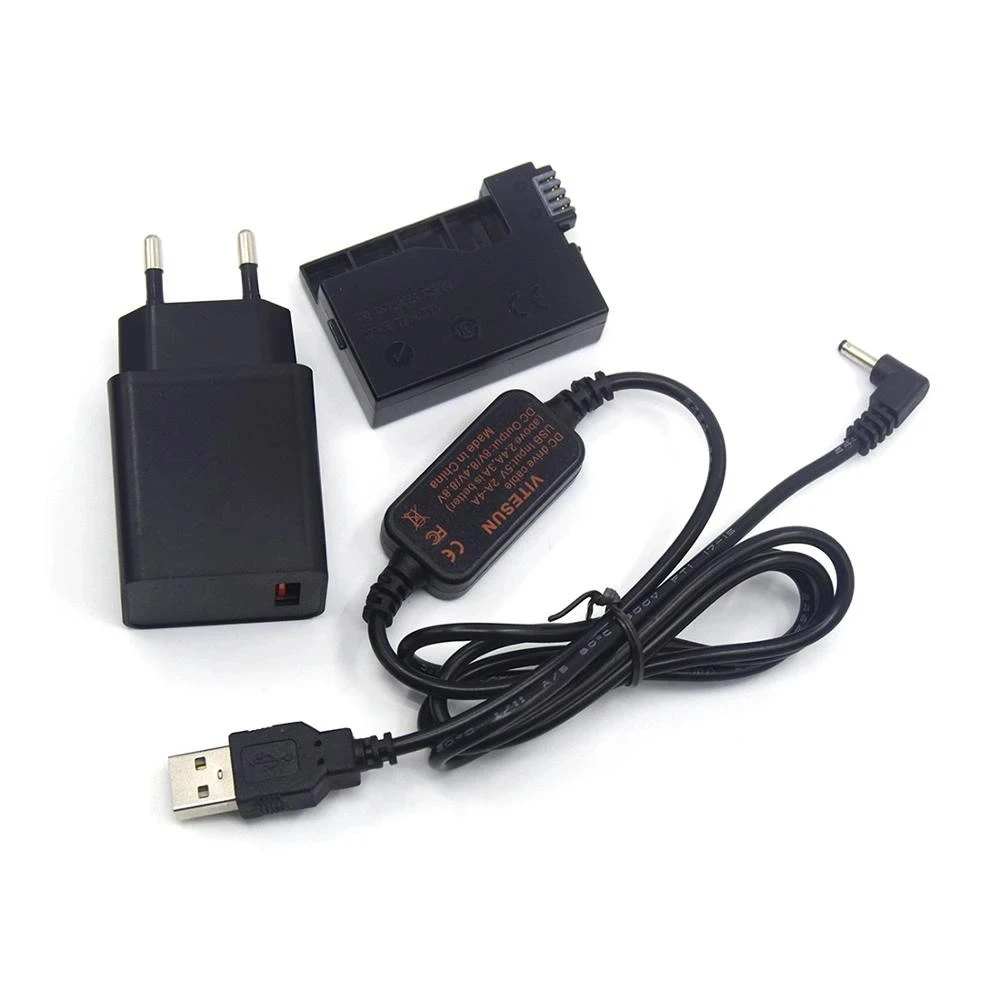 Batería ficticia de DR-E8, adaptador de Banco de energía de LP-E8, Cable USB y cargador para Canon EOS T2i, T3i, T4i, T5i, 550D, 600D, 650D, 700D, X4, X5, X6 - imagen 3