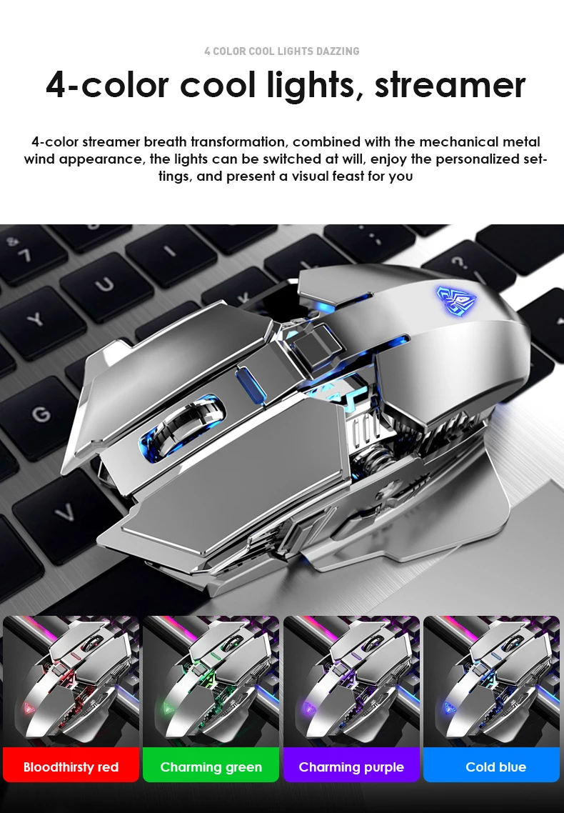 RYRA-ratón inalámbrico ergonómico de 2,4 GHz, dispositivo con receptor USB de 1600 DPI, 7 teclas, óptico, ABS + metal, silencioso - imagen 2