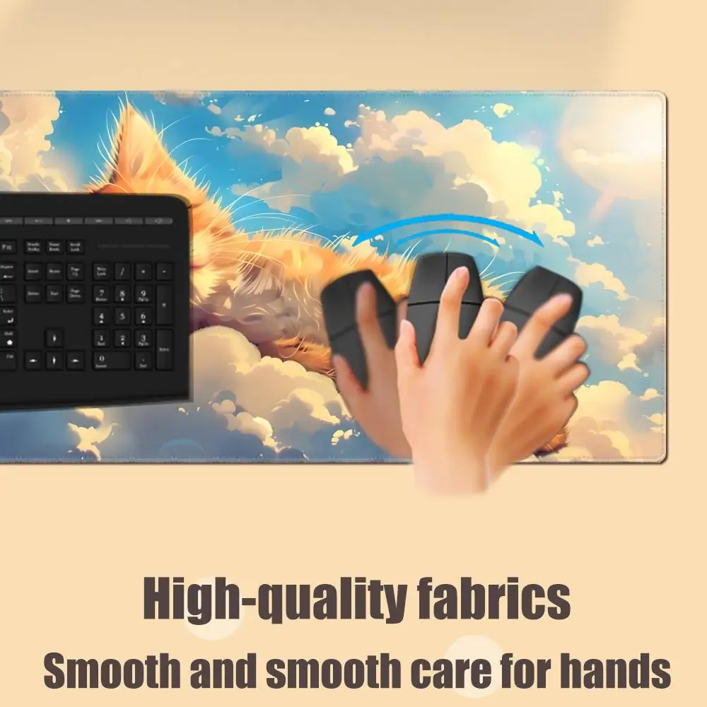 Alfombrilla de ratón de gato naranja durmiente, Base de goma grande, antideslizante, accesorios de escritorio para PC, alfombrilla para teclado de oficina y jugador, alfombrilla decorativa - imagen 4