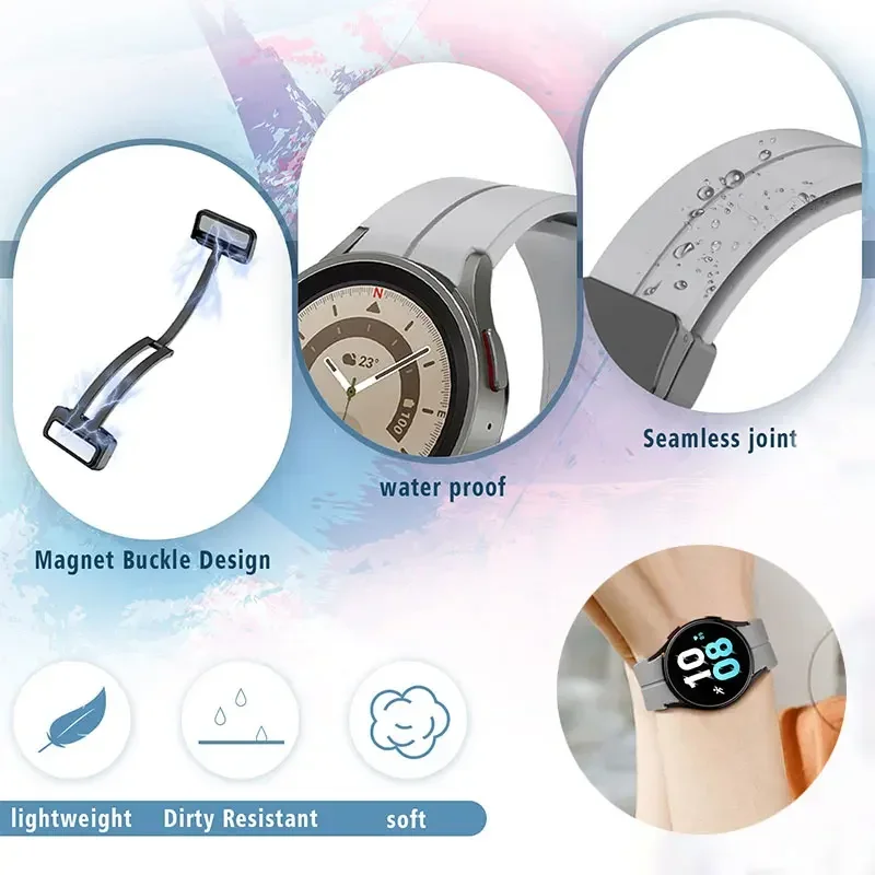 Correa de silicona Original para Samsung Galaxy Watch 6 5 4, correa clásica de 47mm, 43mm, 44mm y 40mm, hebilla magnética Galaxy Watch 5 Pro 45mm - imagen 2
