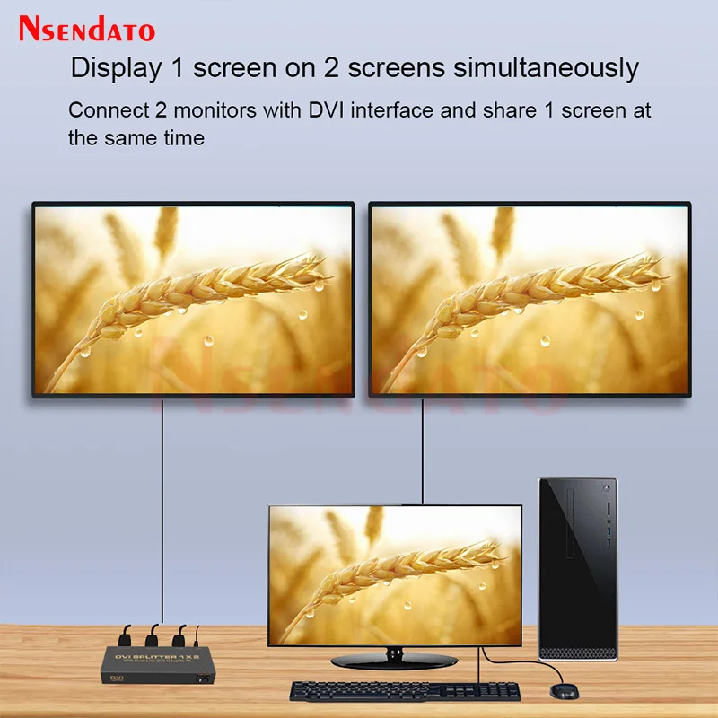 Divisor DVI 1X2 1 en 2 salidas Conmutador DVI 4K 1 entrada DVI-D y 2 salidas DVI-D Divisor DVI de 2 puertos para Monitor de TV PC - imagen 4
