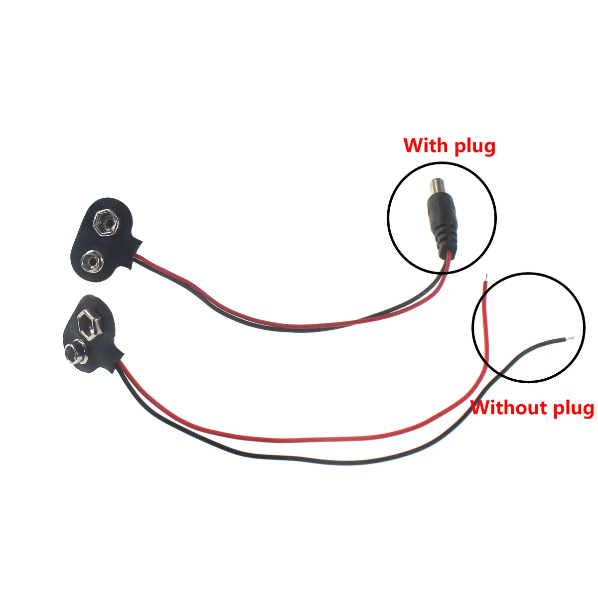 5 Piezas de Soporte para Batería de 9V, Tipo T, Tipo I, con Cable, Tipo de Una Línea, con Conector de 5.5-2.1, 5.5-2.5 - imagen 5