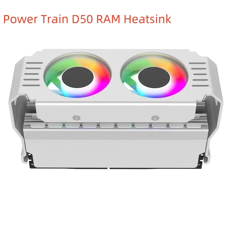 Disipador de calor Power Train D50 RAM, ventiladores duales 5020, Enfriador de memoria síncrono con luz ARGB, módulo de memoria, radiador de refrigeración DDR3 DDR4 DDR5