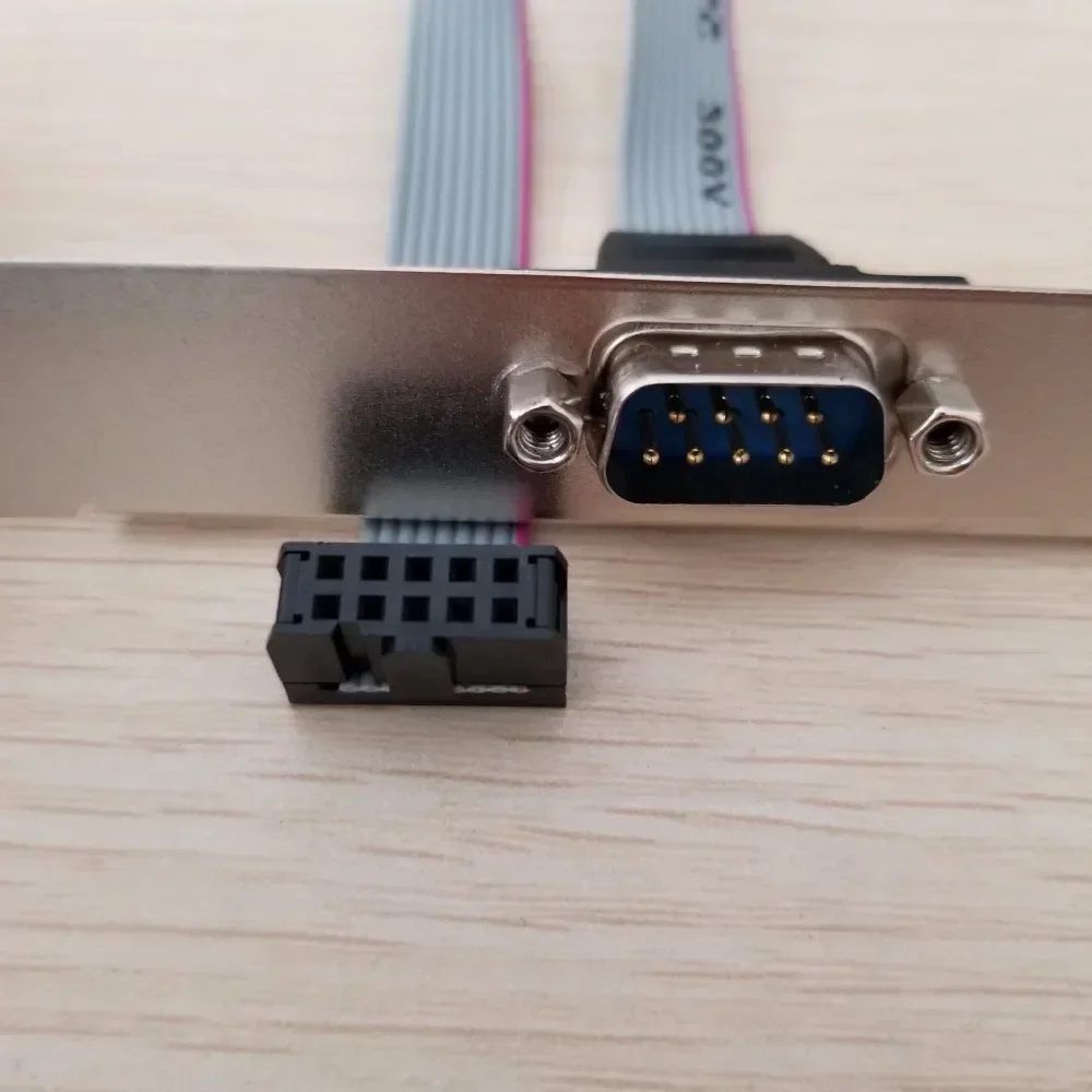 Placa base de 10 pines hembra a DB9 RS232, puerto serie macho de 9 pines, Cable de soporte trasero de perfil de altura completa, 26cm para impresora - imagen 3